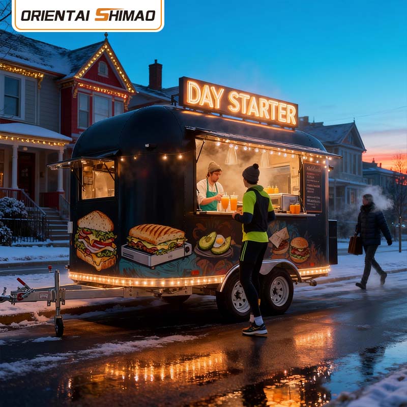 Przyczepa do hotdoga z pizzą i kawą